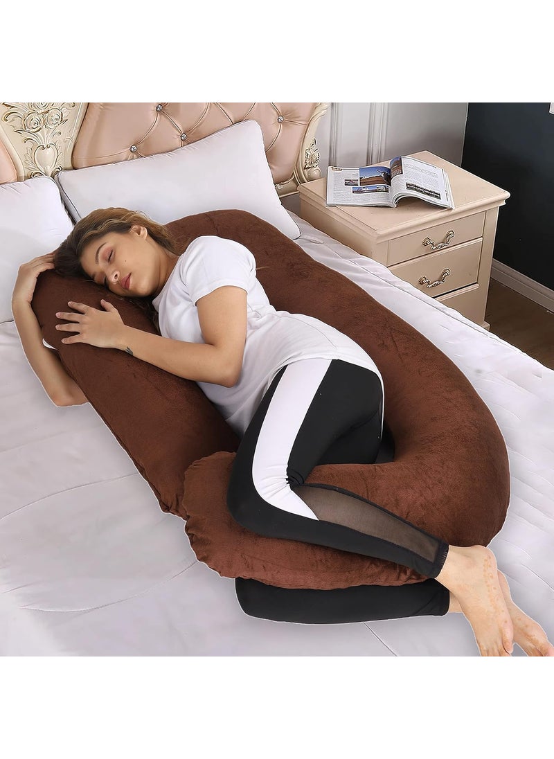 WildMint Ultra Soft Pregnancy Pillow J Shaped Body Pillow Pregnant Pillows for Sleeping Full Body Pillow Baby Nursing Cushion Maternity Pillow with Velvet Zippered Cover