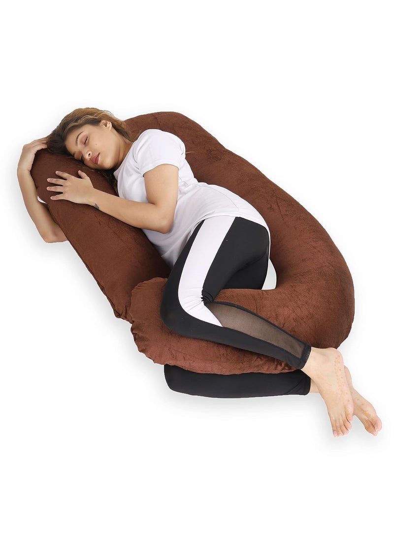 WildMint Ultra Soft Pregnancy Pillow J Shaped Body Pillow Pregnant Pillows for Sleeping Full Body Pillow Baby Nursing Cushion Maternity Pillow with Velvet Zippered Cover