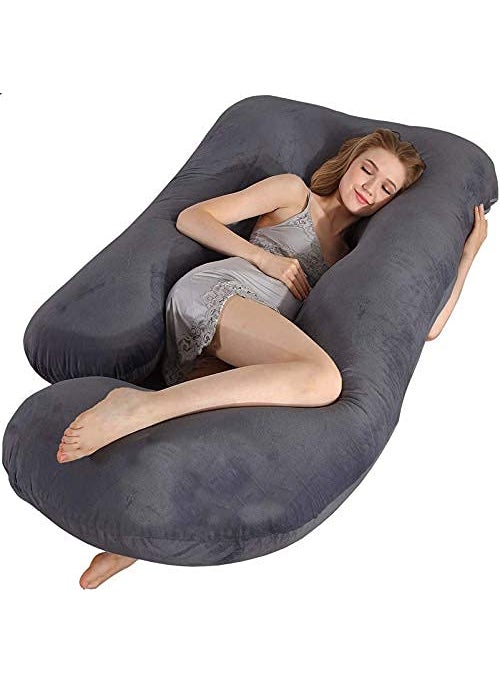 PIYALAWALAS Microfibre Solid Pregnancy Pillow Maternity Pillow for Pregnant Women King Size Color Grey