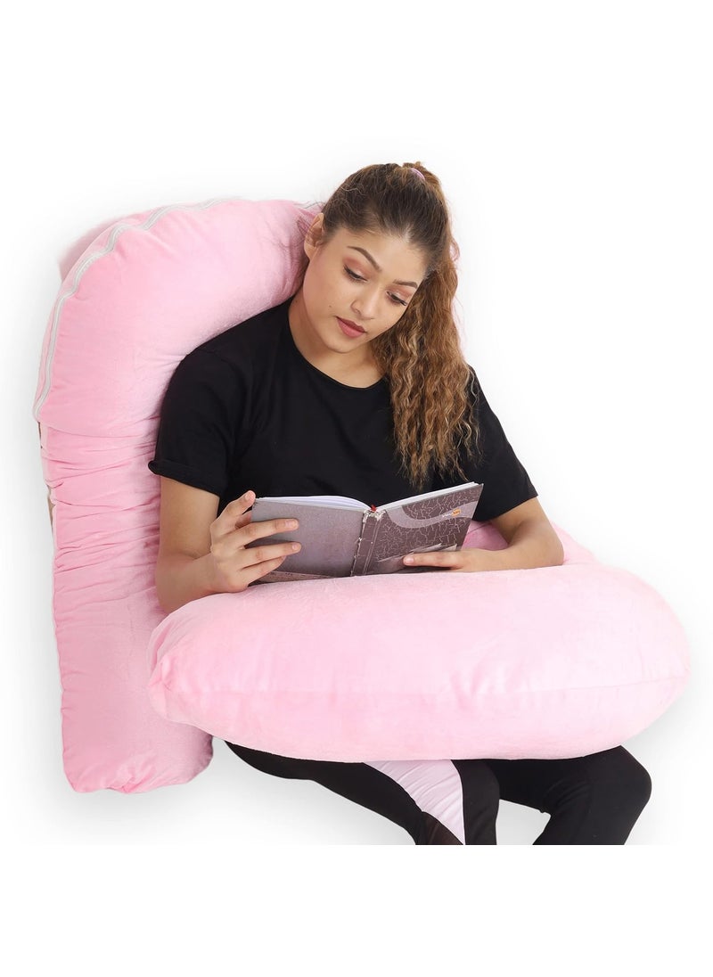 WildMint Ultra Soft Pregnancy Pillow J Shaped Body Pillow Pregnant Pillows for Sleeping Full Body Pillow Baby Nursing Cushion Maternity Pillow with Velvet Zippered Cover