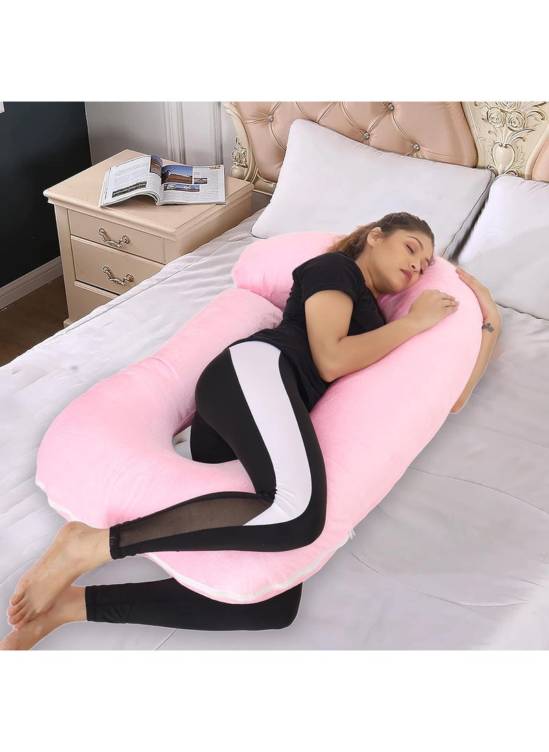 WildMint Ultra Soft Pregnancy Pillow J Shaped Body Pillow Pregnant Pillows for Sleeping Full Body Pillow Baby Nursing Cushion Maternity Pillow with Velvet Zippered Cover