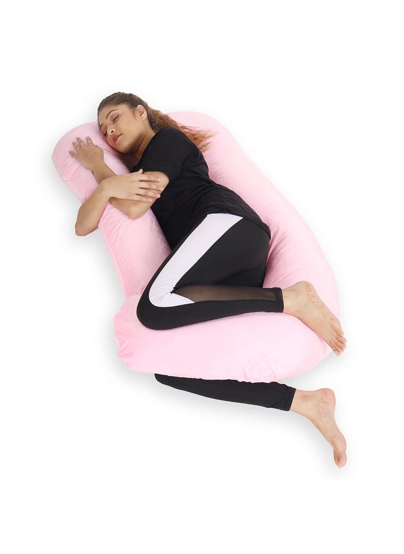 WildMint Ultra Soft Pregnancy Pillow J Shaped Body Pillow Pregnant Pillows for Sleeping Full Body Pillow Baby Nursing Cushion Maternity Pillow with Velvet Zippered Cover