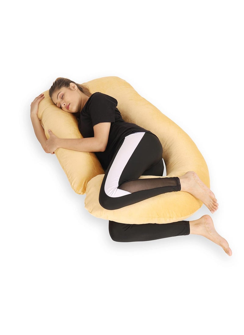 WildMint Ultra Soft Pregnancy Pillow J Shaped Body Pillow Pregnant Pillows for Sleeping Full Body Pillow Baby Nursing Cushion Maternity Pillow with Velvet Zippered Cover