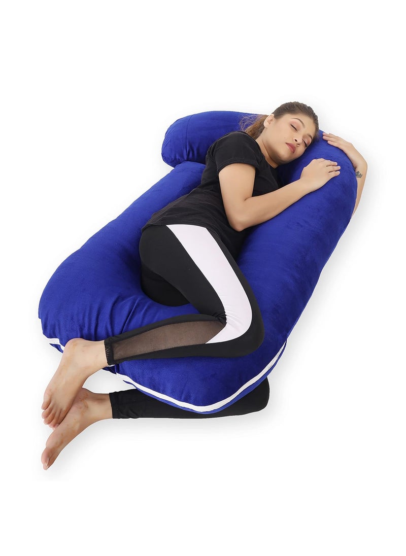 WildMint Ultra Soft Pregnancy Pillow J Shaped Body Pillow Pregnant Pillows for Sleeping Full Body Pillow Baby Nursing Cushion Maternity Pillow with Velvet Zippered Cover