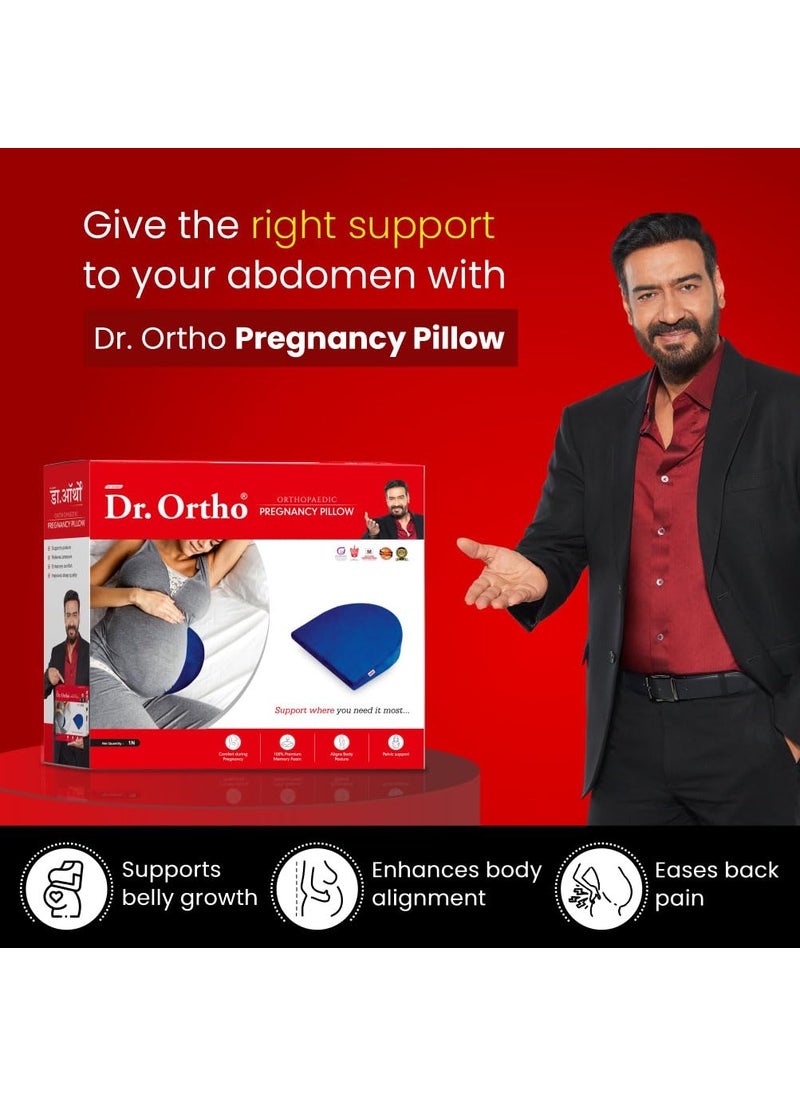 DrOrtho Pregnancy Pillow for Pregnant Women Memory Foam Maternity Pillow Helps in Back Pain Relief Multipurpose Wedge Maternity Pillow for Body Belly Support