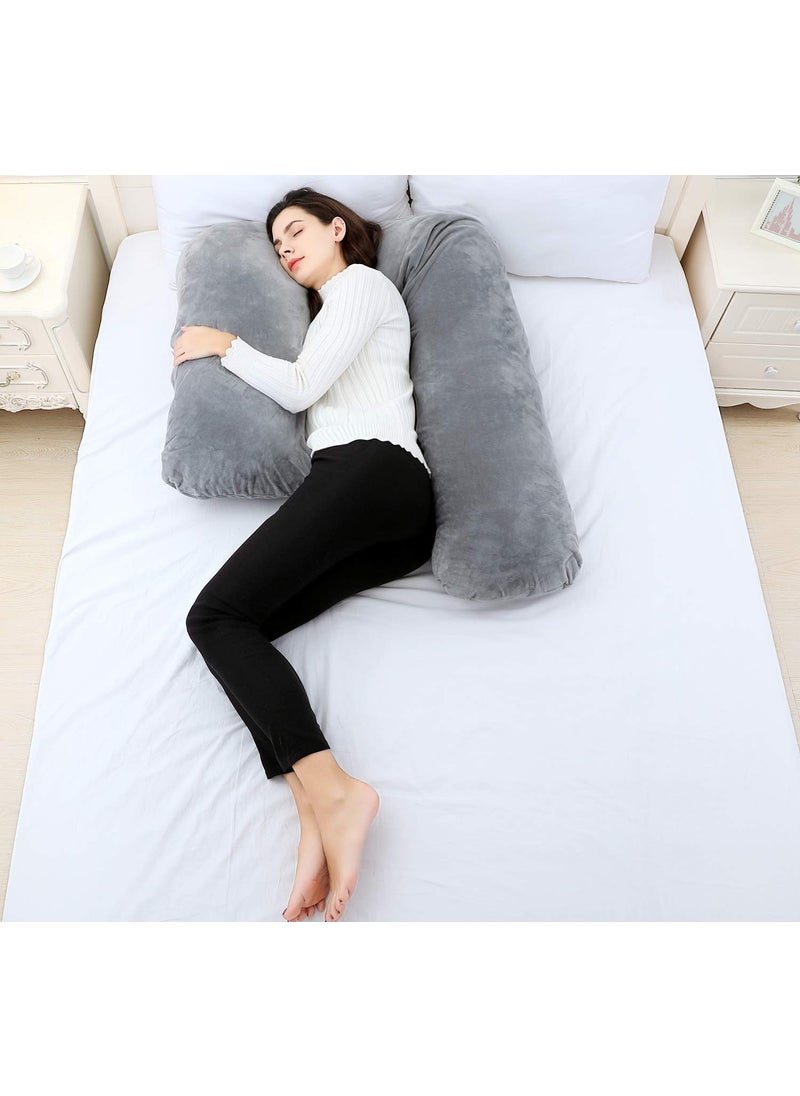 PUM PUM Hollow Soft Fiber Pregnancy L Shape Full Body Pillow with Removable Cover Grey Model 52381
