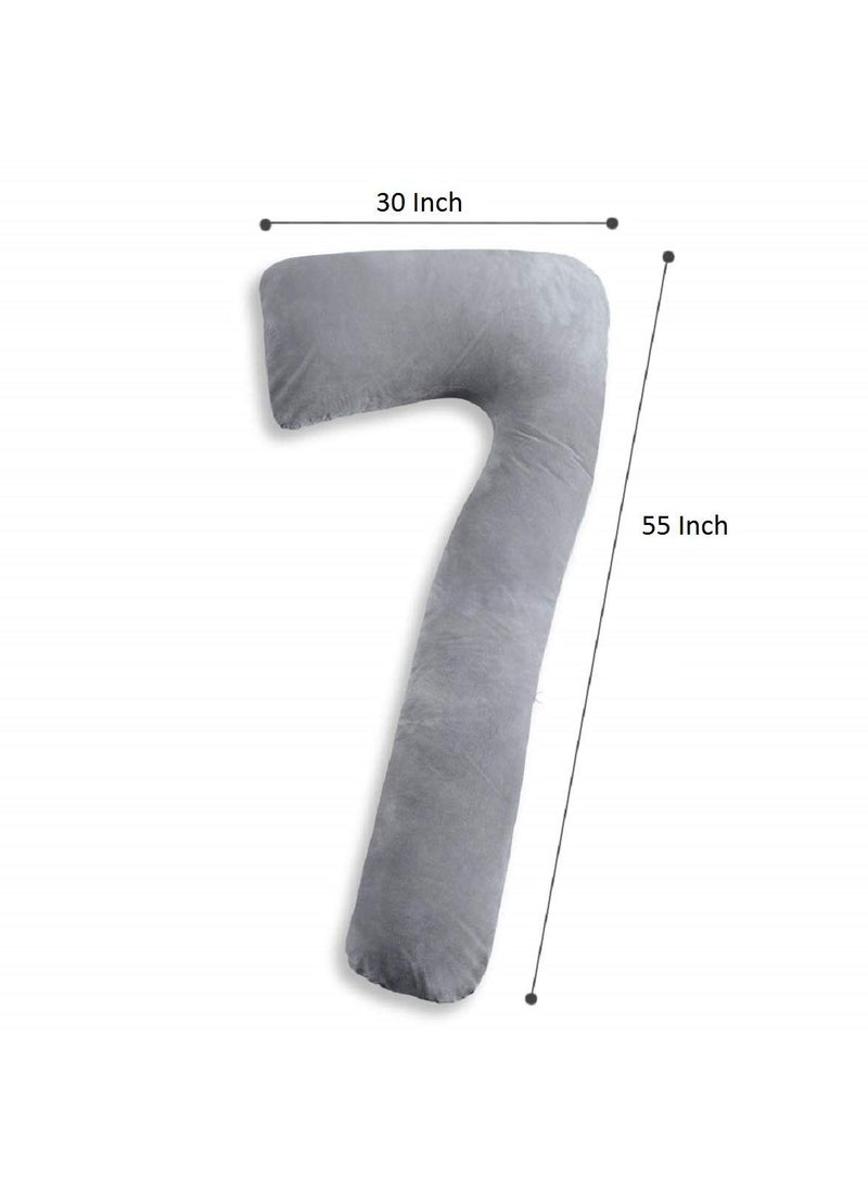 PUM PUM Hollow Soft Fiber Pregnancy L Shape Full Body Pillow with Removable Cover Grey Model 52381