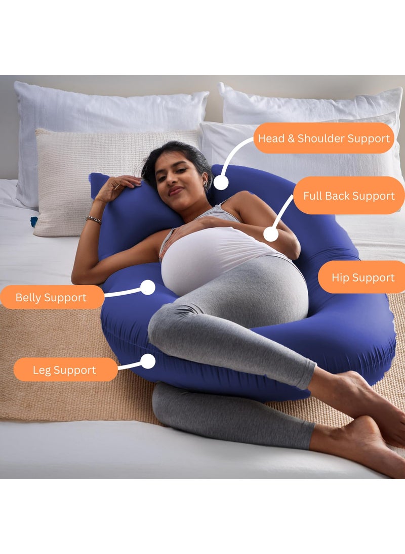 ishro home Pregnancy Pillow for Pregnant Women Maternity Pillows for Pregnancy Sleeping 360degree Full Body Support Premium Washable Velvet Fabric Blue CShape
