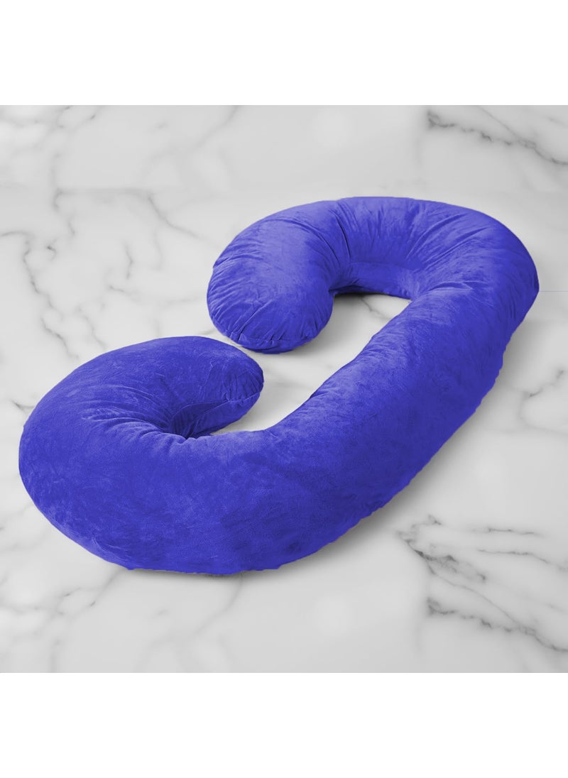 ishro home Pregnancy Pillow for Pregnant Women Maternity Pillows for Pregnancy Sleeping 360degree Full Body Support Premium Washable Velvet Fabric Blue CShape