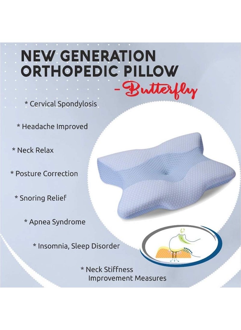 Benzola Cervical Contour Ergonomic Memory Foam Pillow for Sleeping Orthopaedic Neck Pain Support Back Stomach Side Sleepers White