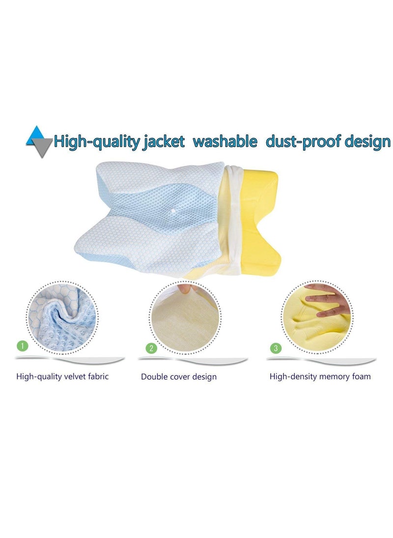 Benzola Cervical Contour Ergonomic Memory Foam Pillow for Sleeping Orthopaedic Neck Pain Support Back Stomach Side Sleepers White