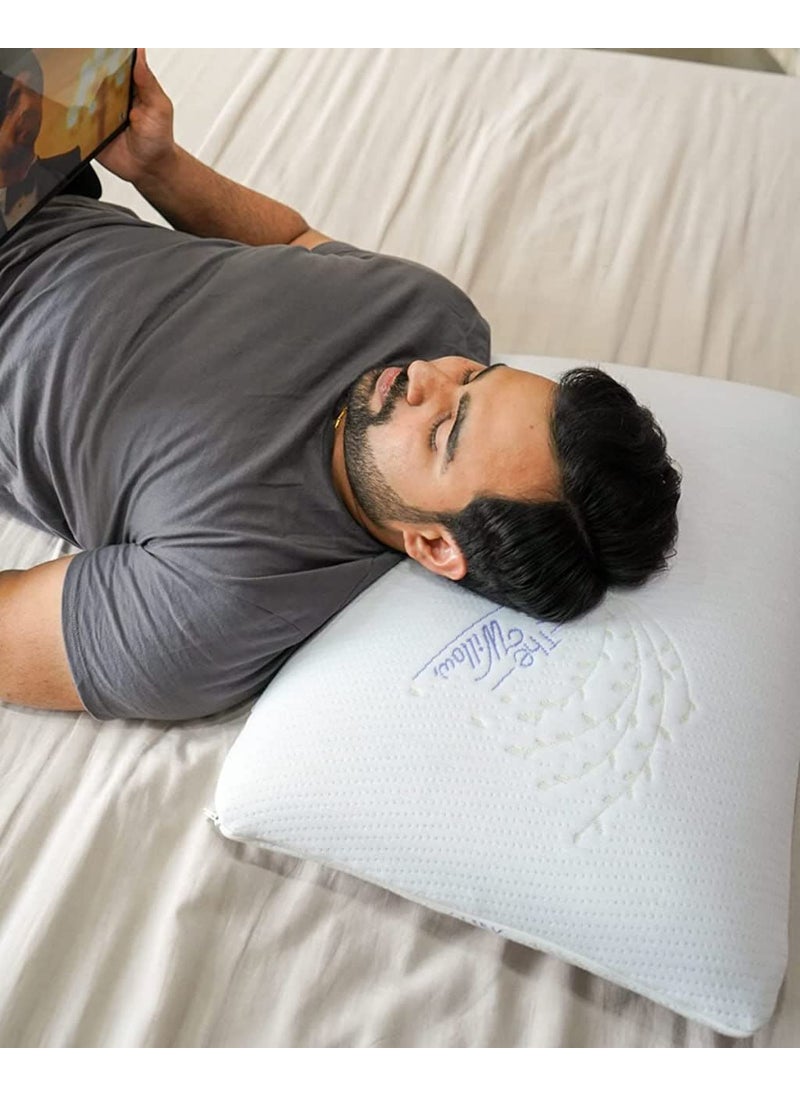 APPETINA Memory Foam PillowOrthopedic Pillow Neck Cervical Contour Memory Foam PillowOrthopedic Pillow for Neck PainOrthopedic Contour Pillow Support White
