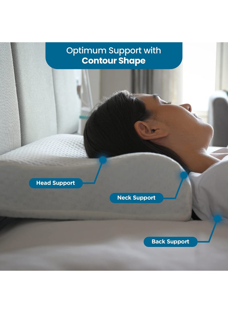 Sleepsia Breathable Cooling Gel Contour Memory Foam Pillow 1 Year Warranty Neck Support Cervical Pillow for Pain Relief Orthopedic Ergonomic Support for Side Back and Stomach Sleepers