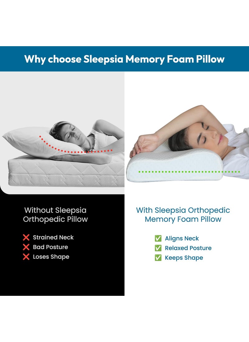 Sleepsia Breathable Cooling Gel Contour Memory Foam Pillow 1 Year Warranty Neck Support Cervical Pillow for Pain Relief Orthopedic Ergonomic Support for Side Back and Stomach Sleepers
