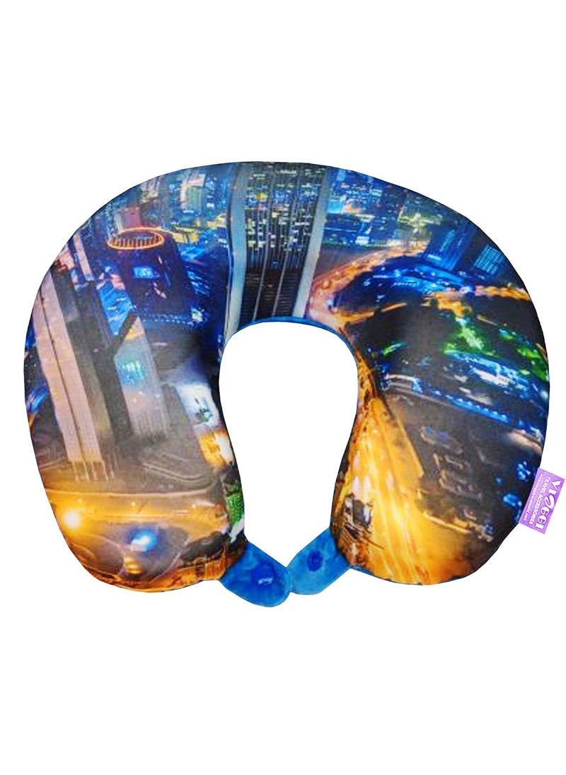 Viaggi 3D Print U Shaped Memory Foam Travel Neck Pillow for Neck Pain Relief Comfortable Super Soft Orthopedic Cervical Pillows Yellow City