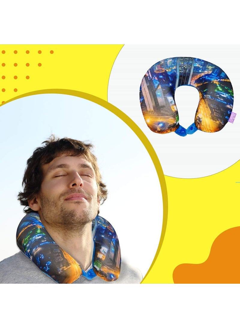 Viaggi 3D Print U Shaped Memory Foam Travel Neck Pillow for Neck Pain Relief Comfortable Super Soft Orthopedic Cervical Pillows Yellow City