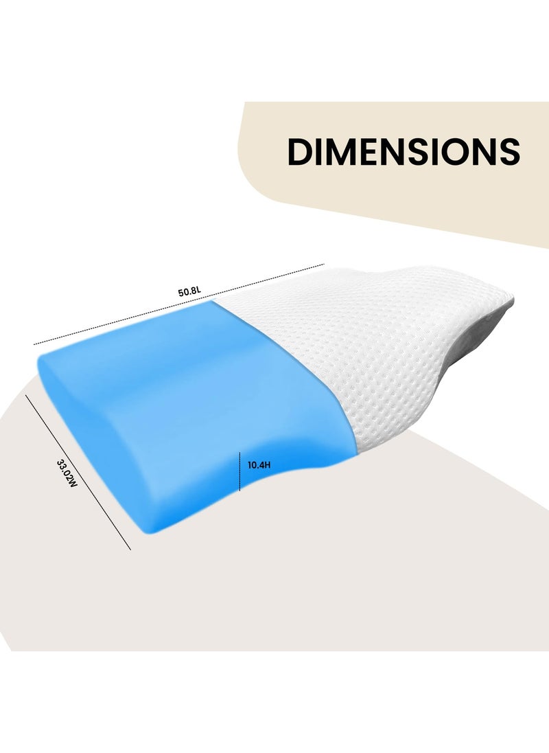 Sleepsia Memory Foam Pillow 1 Year Warranty Cervical Pillow for Neck Pain Pillow for Neck Pain Orthopedic Pillow with Extra Curve Neck Support for Sleeping Side Back Sleepers GreyWhiteGel
