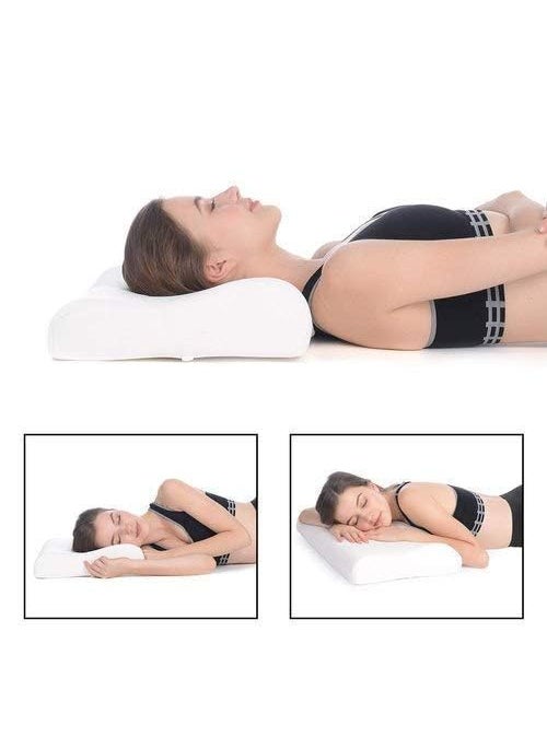 Ameedarshan Cooling Gel Infused Memory Foam Cervical Orthopedic Neck Support Contour Pillow 195 x 115 x 4 White and Blue Pack of 1