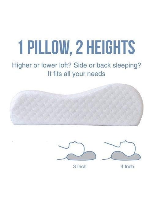 Ameedarshan Cooling Gel Infused Memory Foam Cervical Orthopedic Neck Support Contour Pillow 195 x 115 x 4 White and Blue Pack of 1