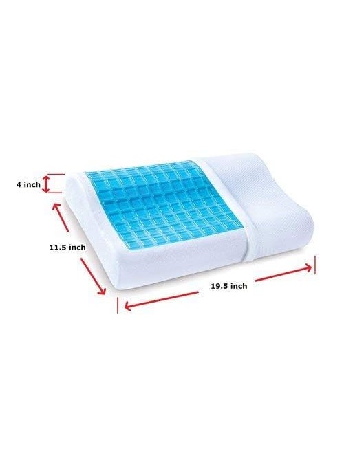 Ameedarshan Cooling Gel Infused Memory Foam Cervical Orthopedic Neck Support Contour Pillow 195 x 115 x 4 White and Blue Pack of 1