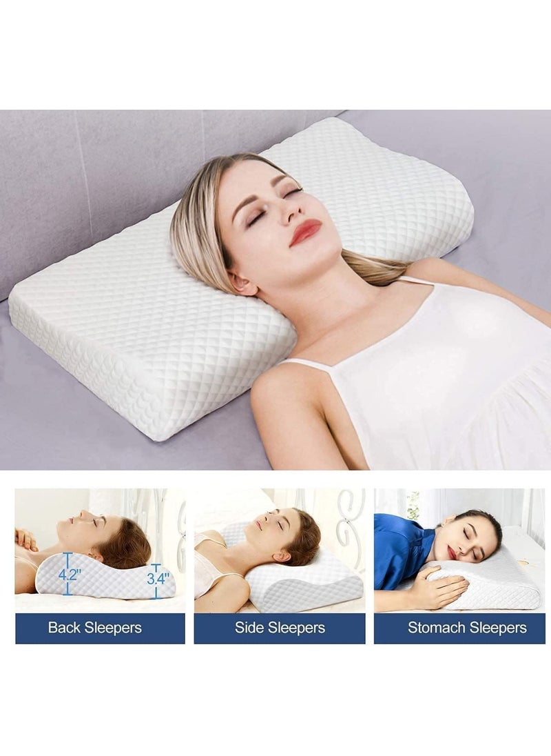 APPETINA Memory Foam Pillow Cervical Contour Memory Foam PillowOrthopedic Pillow for Neck PainOrthopedic Contour Pillow Support for BackStomachSide SleepersNeck Pillow
