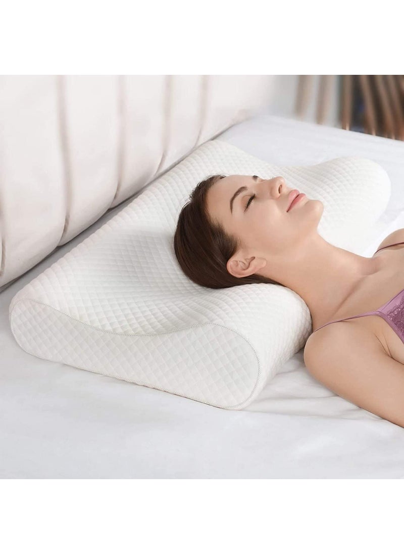 APPETINA Memory Foam Pillow Cervical Contour Memory Foam PillowOrthopedic Pillow for Neck PainOrthopedic Contour Pillow Support for BackStomachSide SleepersNeck Pillow