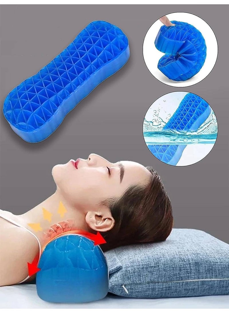 SEVIA Silicone Cooling Gel Neck Pillow Stretch Gel Cushion Triangle TPE Gel Breathable Office Cold Soft Pillow to Release Pressure and Neck Shoulder Pain Relief