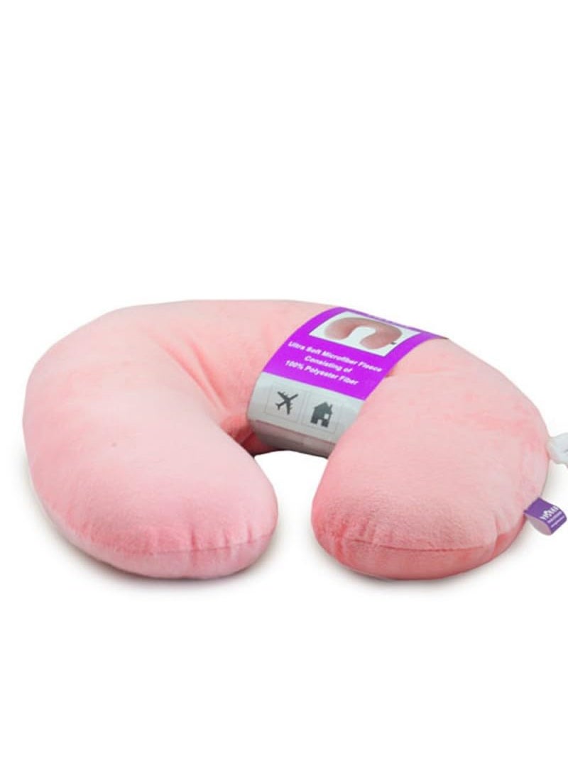 VIAGGI Feather Soft Microfiber Pink Neck Pillow VIA0066