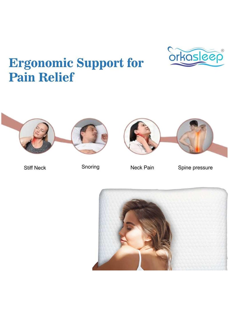 Orkasleep Sunrise Rectangular Orthopedic Neck Support Pillow for Sleeping Shoulder Pain Memory Foam Solid Sleeping Pillow Pack of 1