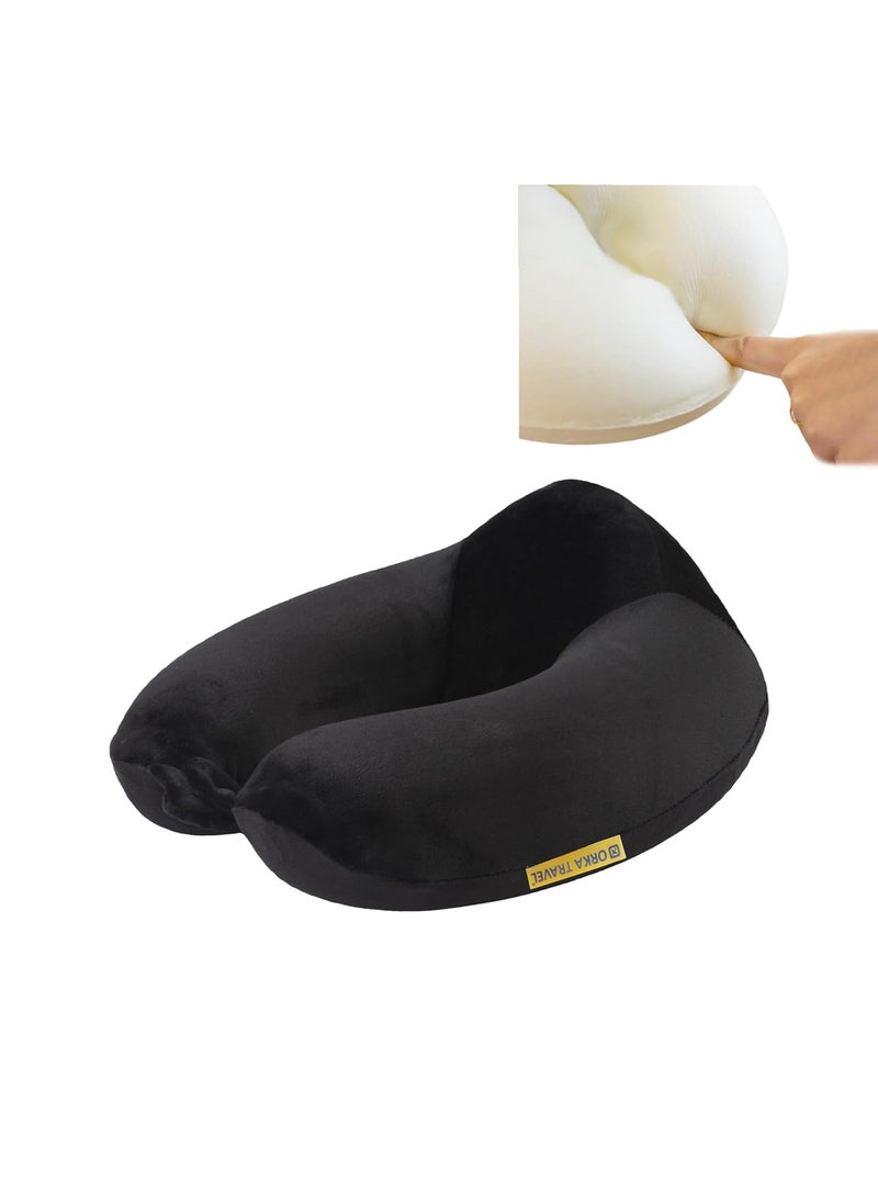 ORKA TRAVEL U Neck Luxe Memory Foam High Back Super Soft Grey Black