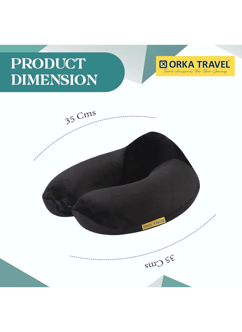 ORKA TRAVEL U Neck Luxe Memory Foam High Back Super Soft Grey Black