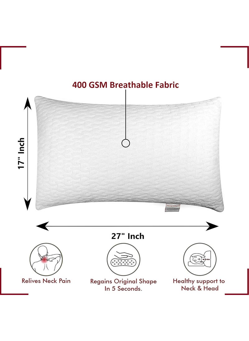 Tishnagi Designer Ultra Soft Premium Sleeping Bed Pillow for Home Hotel Collection Good for SideBack Sleeper Dust Mite Resistant Hypoallergenic Standard Size Pillow Set of 2 17x27