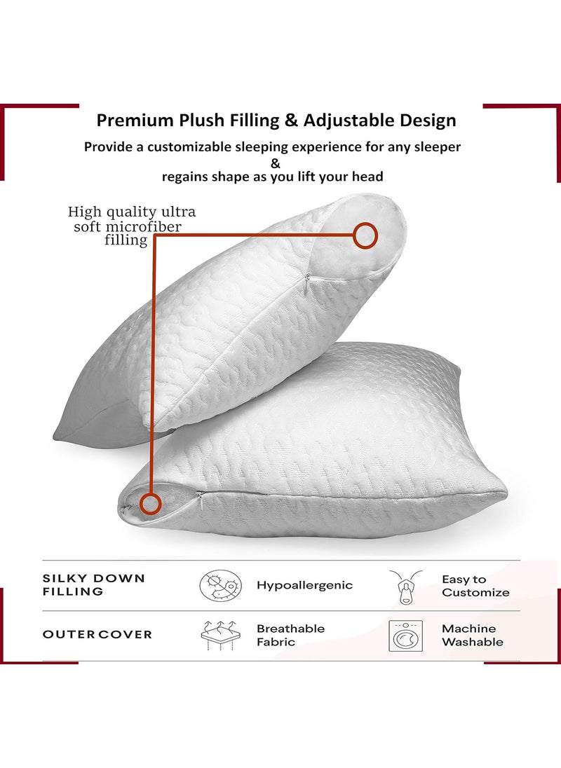 Tishnagi Designer Ultra Soft Premium Sleeping Bed Pillow for Home Hotel Collection Good for SideBack Sleeper Dust Mite Resistant Hypoallergenic Standard Size Pillow Set of 2 17x27