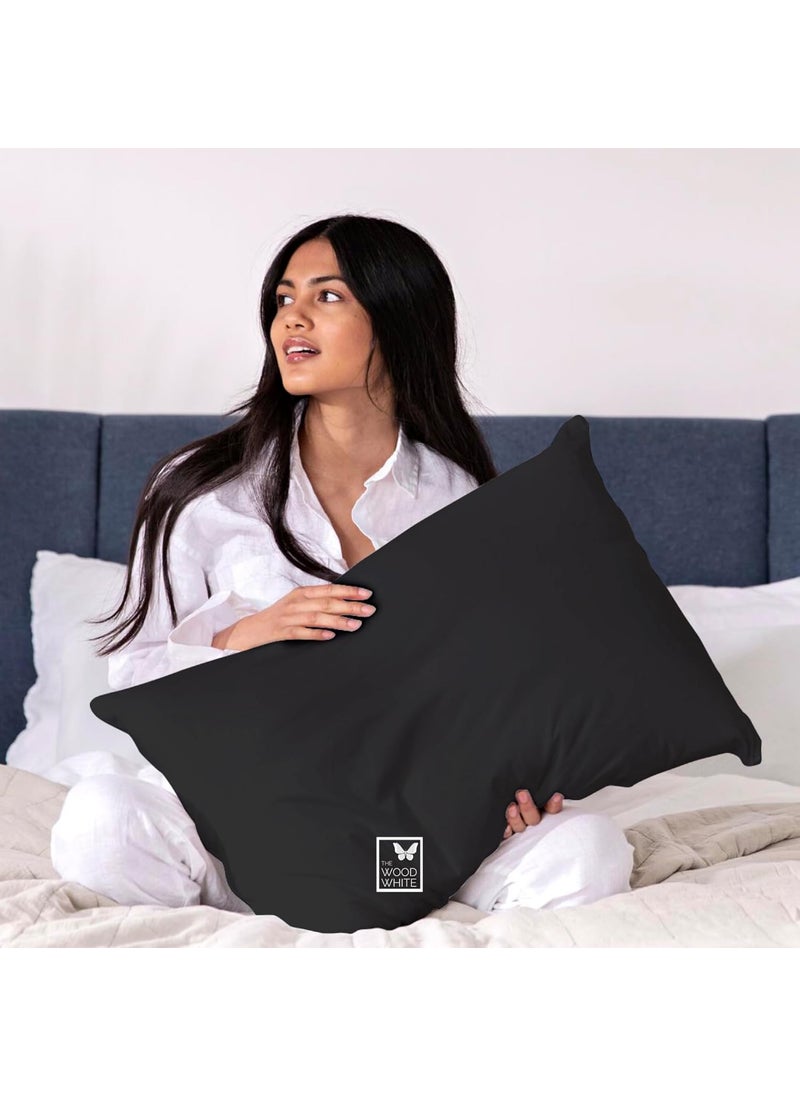 THE WOOD WHITE Microfiber Soft Reversible Coloured Pillows Set of 4 in 18 x 28 Inches Sleeping Pillows for Every Decor Grey Silver