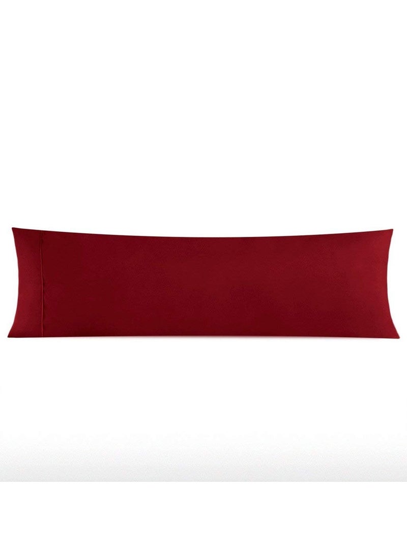 Jaipur Linen Premium 1 Microfiber Full Body Pillow With 2 Solid Pillow Cover For 5 Star Hotel Feel Maroon 20 Inch X 54 Inch 300 TC 1 Piece