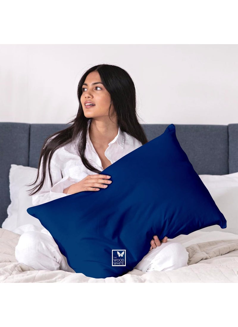 THE WOOD WHITE Microfiber Soft Reversible Coloured Pillows Set of 4 in 18 x 28 Inches Sleeping Pillows for Every Decor Blue Cream