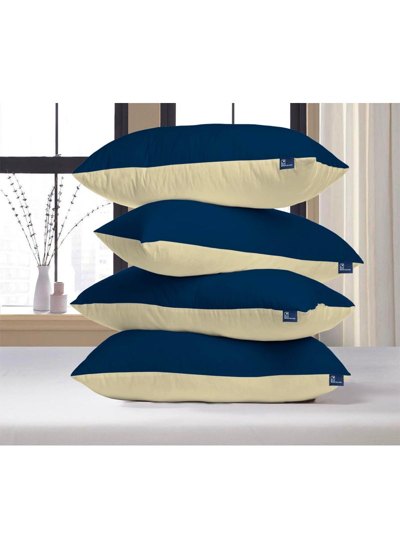 THE WOOD WHITE Microfiber Soft Reversible Coloured Pillows Set of 4 in 18 x 28 Inches Sleeping Pillows for Every Decor Blue Cream