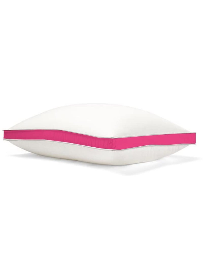 CRAZY WORLD Microfiber Bed Pillow for Sleeping Down Alternative Ultrasoft Cotton Washable Pillow with Satin Gusset Pack of 1 Rani Pink
