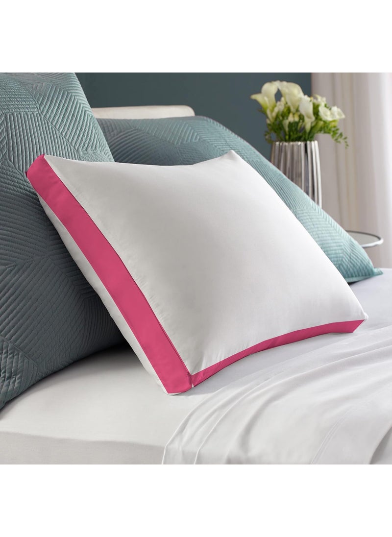 CRAZY WORLD Microfiber Bed Pillow for Sleeping Down Alternative Ultrasoft Cotton Washable Pillow with Satin Gusset Pack of 1 Rani Pink