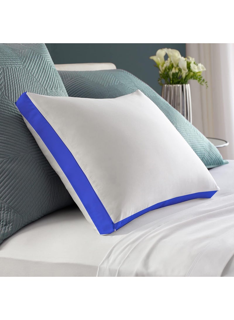 CRAZY WORLD Microfiber Bed Pillow for Sleeping Down Alternative Ultrasoft Cotton Washable Pillow with Satin Gusset Pack of 1 Navy Blue