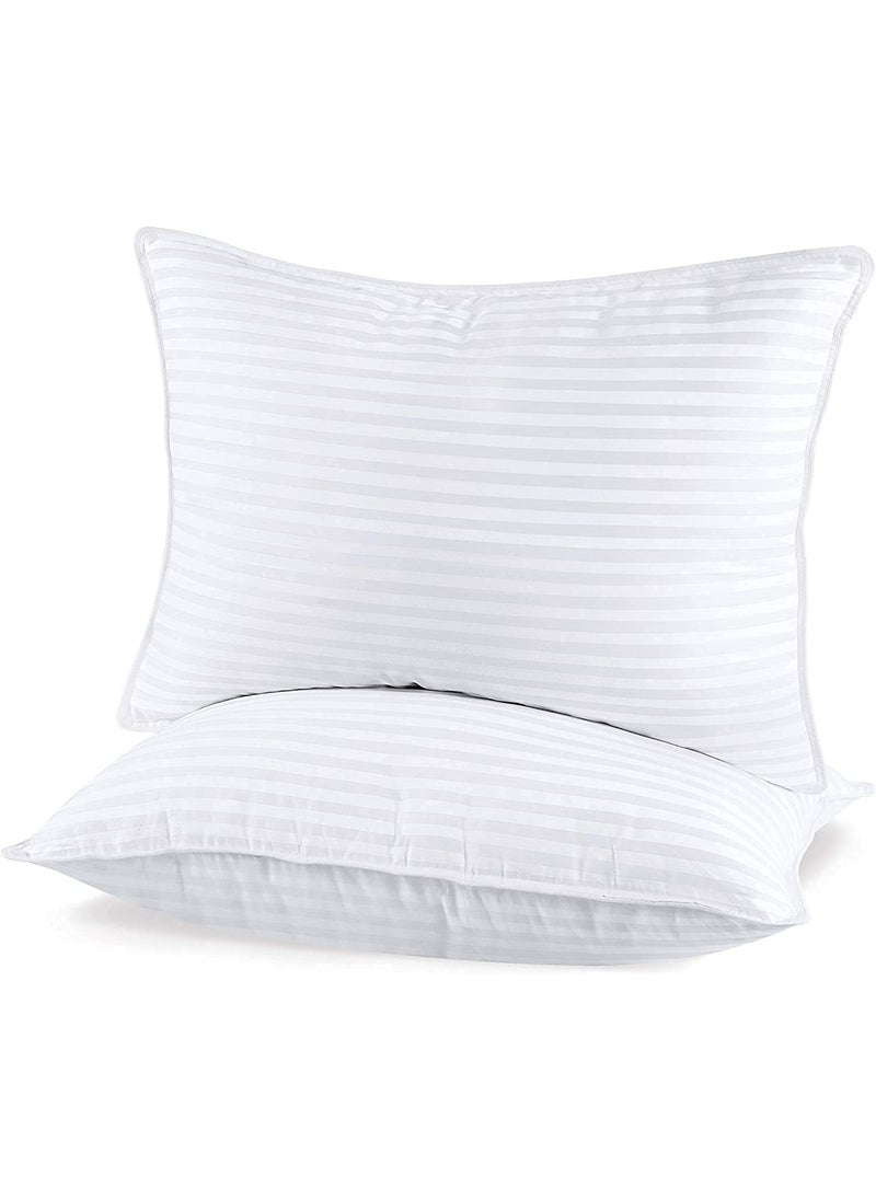 Kwality Dreams Standard Pillows for Sleeping Set of 2 Down Alternative Pillows for Side Back and Stomach Sleepers Soft and Supportive Gusseted Pillow 17 27inch White Sattin