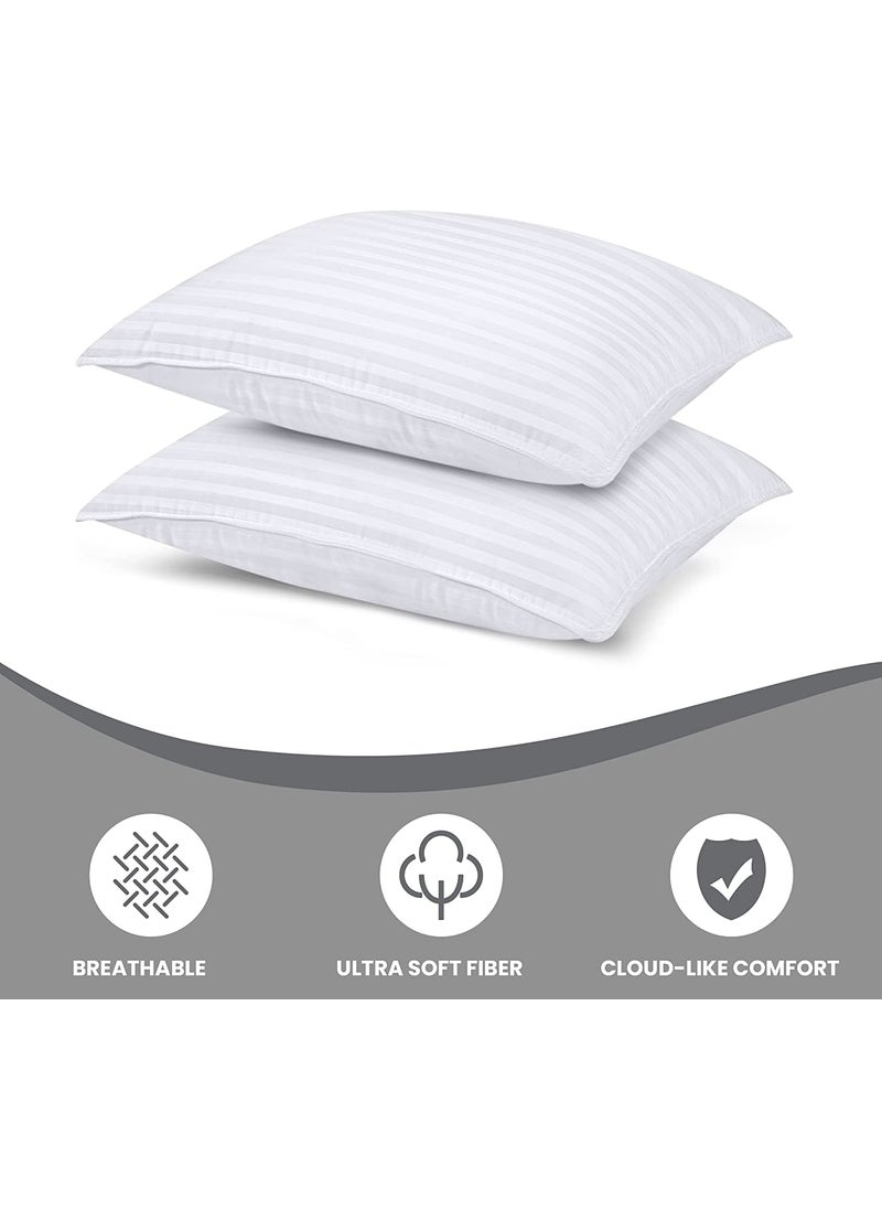 Kwality Dreams Standard Pillows for Sleeping Set of 2 Down Alternative Pillows for Side Back and Stomach Sleepers Soft and Supportive Gusseted Pillow 17 27inch White Sattin