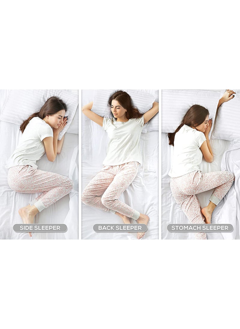 Kwality Dreams Standard Pillows for Sleeping Set of 2 Down Alternative Pillows for Side Back and Stomach Sleepers Soft and Supportive Gusseted Pillow 17 27inch White Sattin