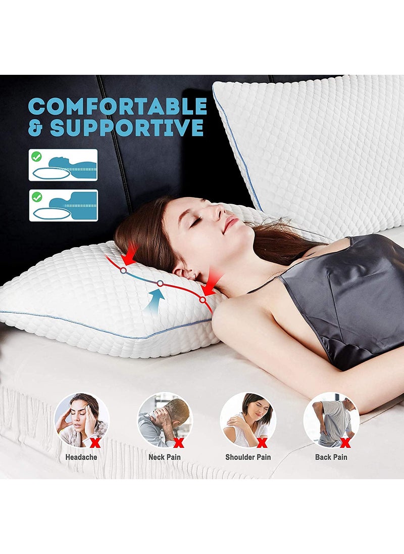 Homerz Premium Set of 2 Sleeping Pillow 17 x 27 Size Firm and Lofty Pack of 2 Snow White