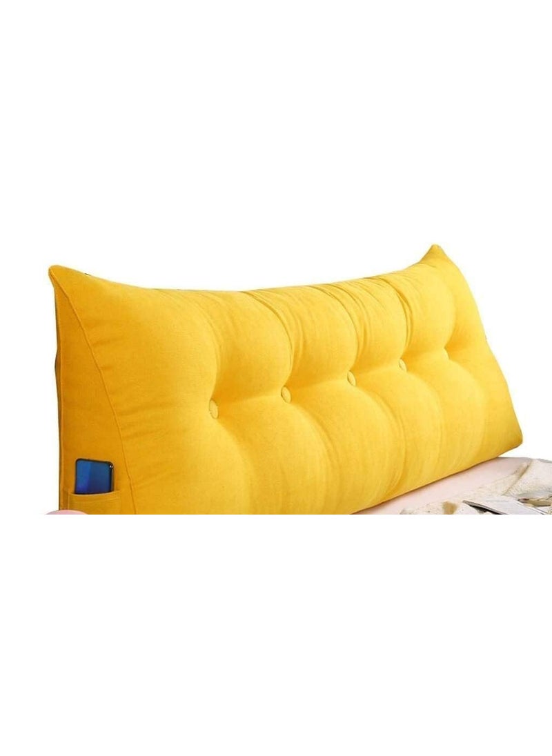 INDIDECOR 803034 Headboard PillowReading Pillow Double Head Triangular Pillow Sofa Back Soft Pack Bed Large Protection Waist Color Yellow Size 1502150cm
