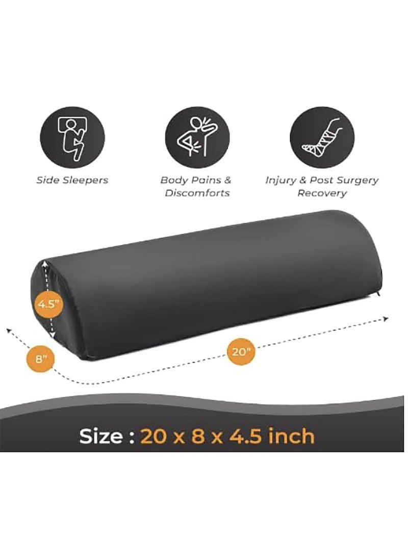 Best Buy box Half Moon Bolster Pillow with Memory Foam Top Multi Purpose Head Neck Knee Leg and Back Support Pillow for Effective Body Posture Improvement Dark Gray