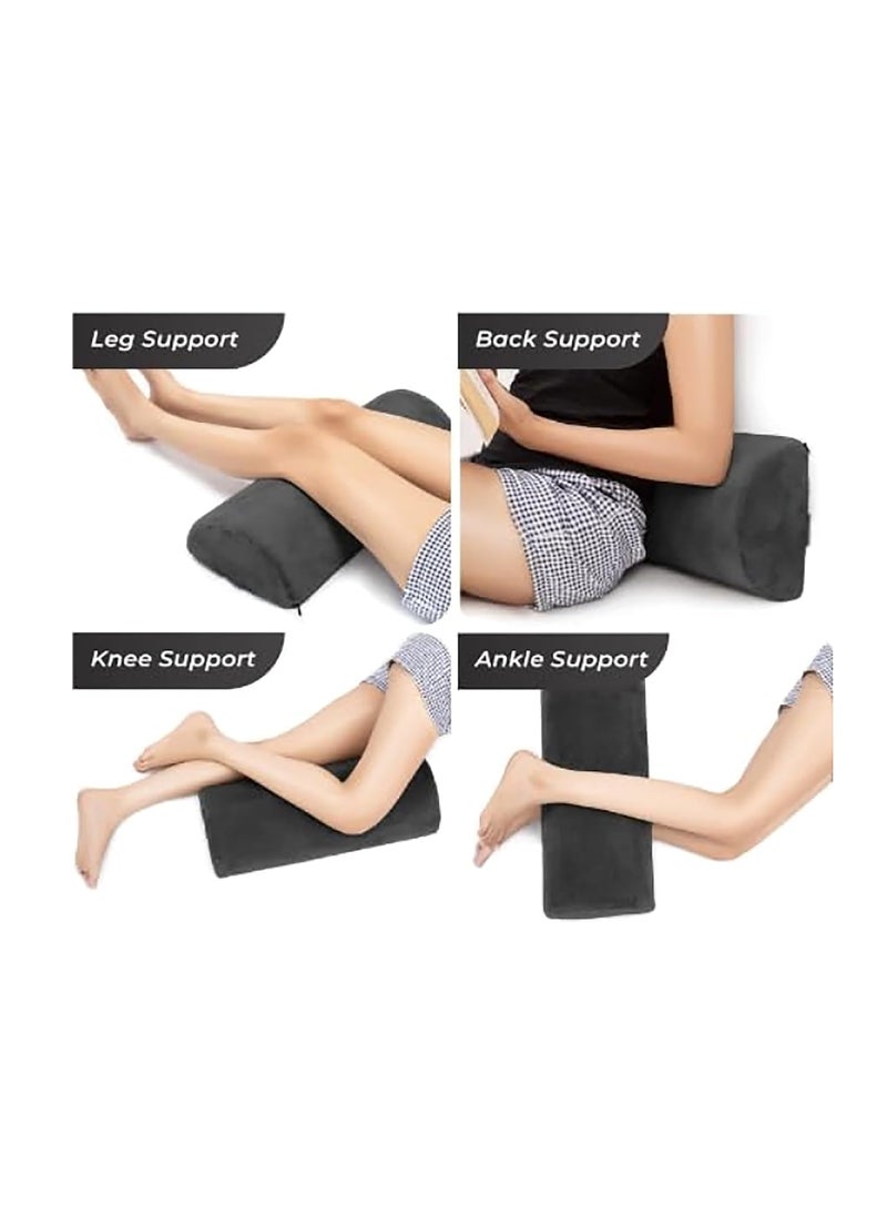 Best Buy box Half Moon Bolster Pillow with Memory Foam Top Multi Purpose Head Neck Knee Leg and Back Support Pillow for Effective Body Posture Improvement Dark Gray