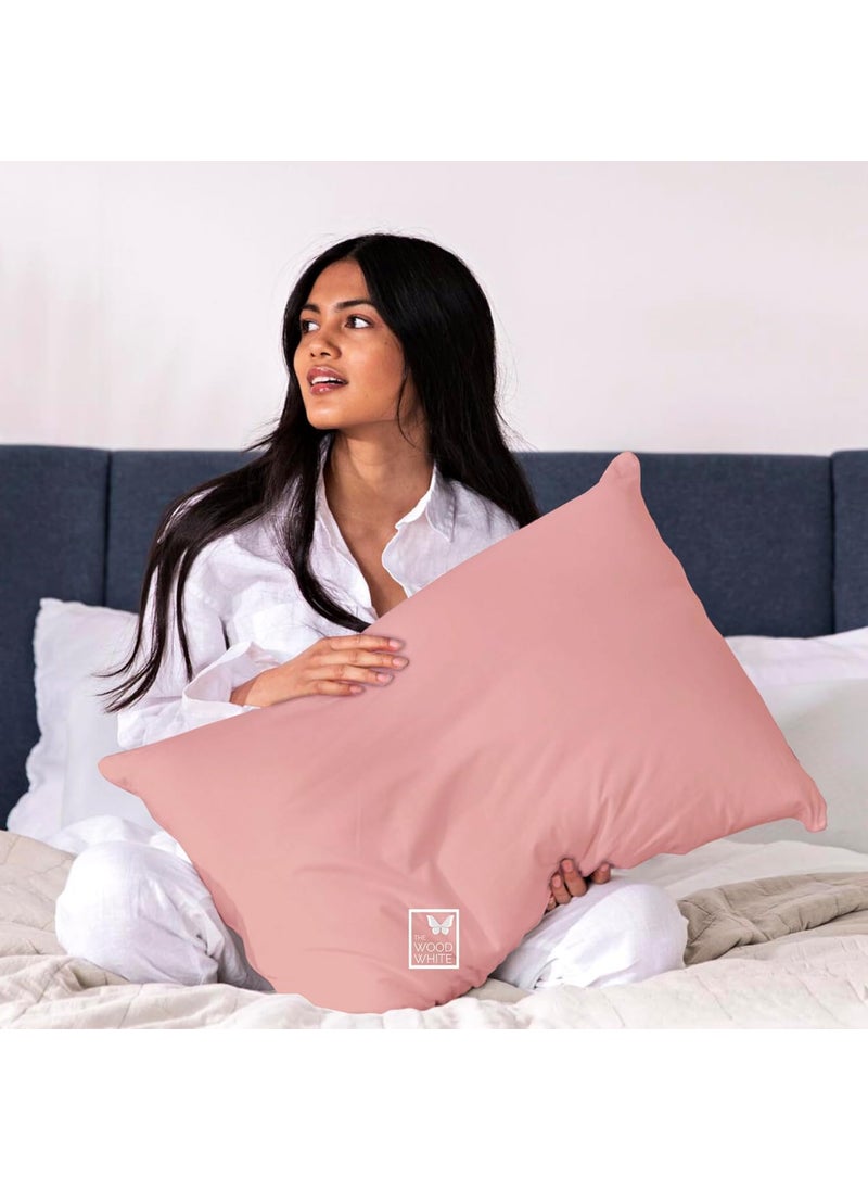 THE WOOD WHITE Microfiber Soft Reversible Coloured Pillows Set of 2 Sleep Well in Maroon Peach 18 x 28 Inches for Sleeping