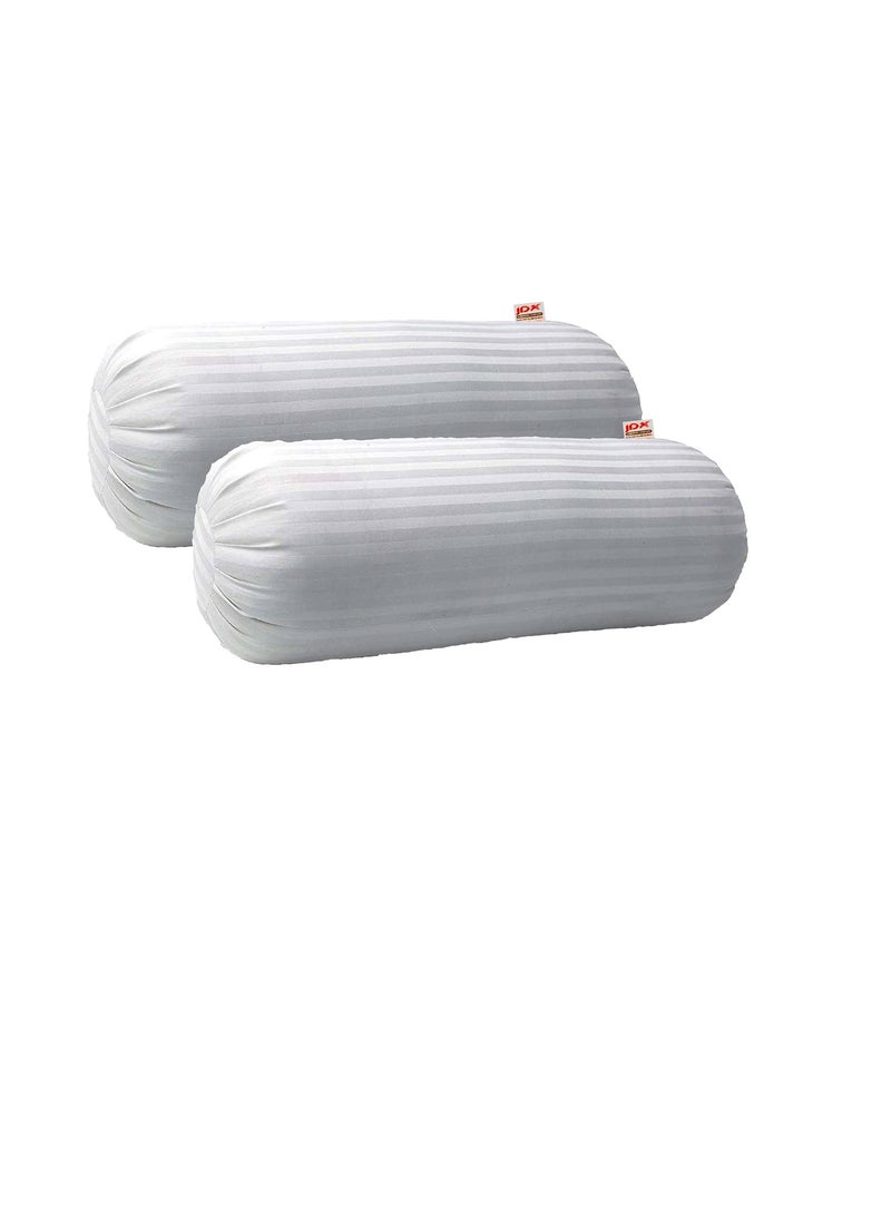 JDX Microfibre Round Bolster BedSofaDiwan Pillow Light Soft Fluffy for Neck Back Support Washable Breathable Durable 15 x 34 Polyester Off White