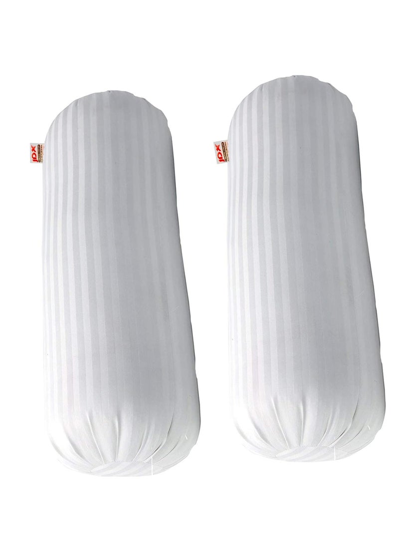 JDX Microfibre Round Bolster BedSofaDiwan Pillow Light Soft Fluffy for Neck Back Support Washable Breathable Durable 15 x 34 Polyester Off White